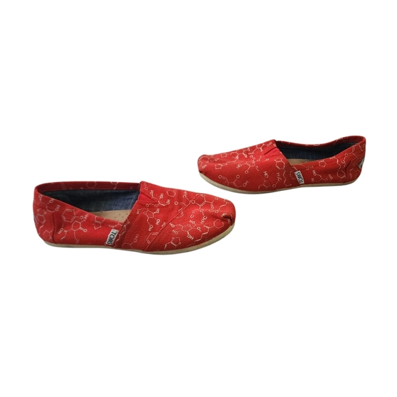 Toms Classic Slip On Red Chemical Structure Flats 6.5 - Picture 2 of 6